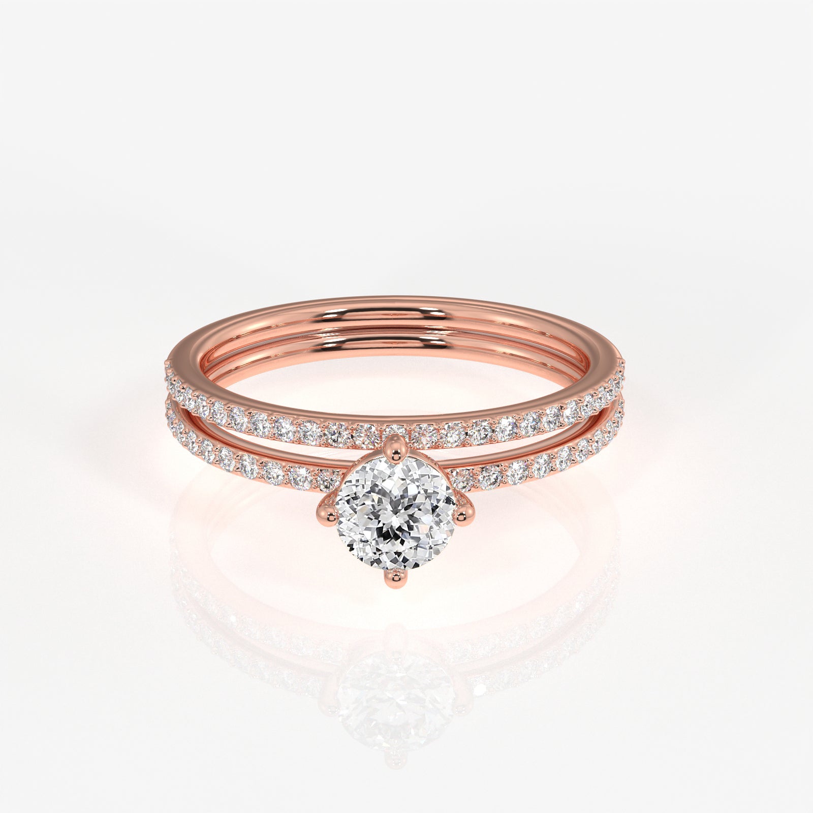 Portuguese Cut Lab Grown Diamond Engagement 14k Gold Ring