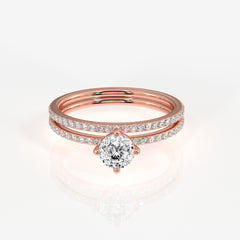 Portuguese Cut Lab Grown Diamond Twisted Engagement 14k Gold Ring