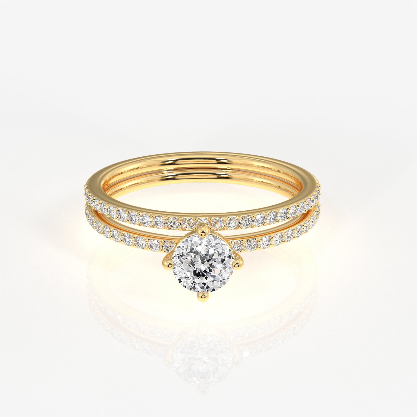 Portuguese Cut Lab Grown Diamond Engagement 14k Gold Ring