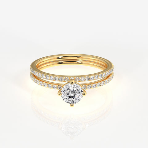Portuguese Cut Lab Grown Diamond Engagement 14k Gold Ring