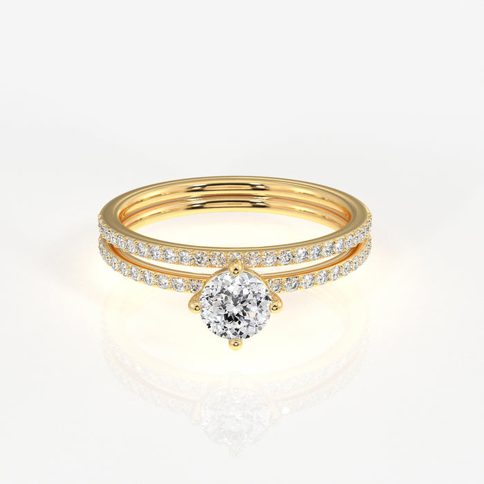 Portuguese Cut Moissanite Diamond Engagement 18K Gold Ring