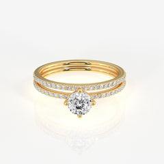Portuguese Cut Lab Grown Diamond Twisted Engagement 14k Gold Ring