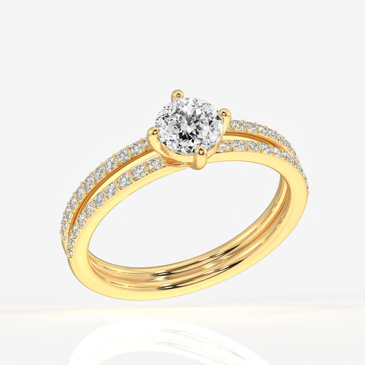 Portuguese Cut Lab Grown Diamond Twisted Engagement 14k Gold Ring