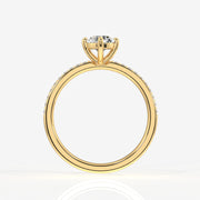 Portuguese Cut Lab Grown Diamond Engagement 14k Gold Ring