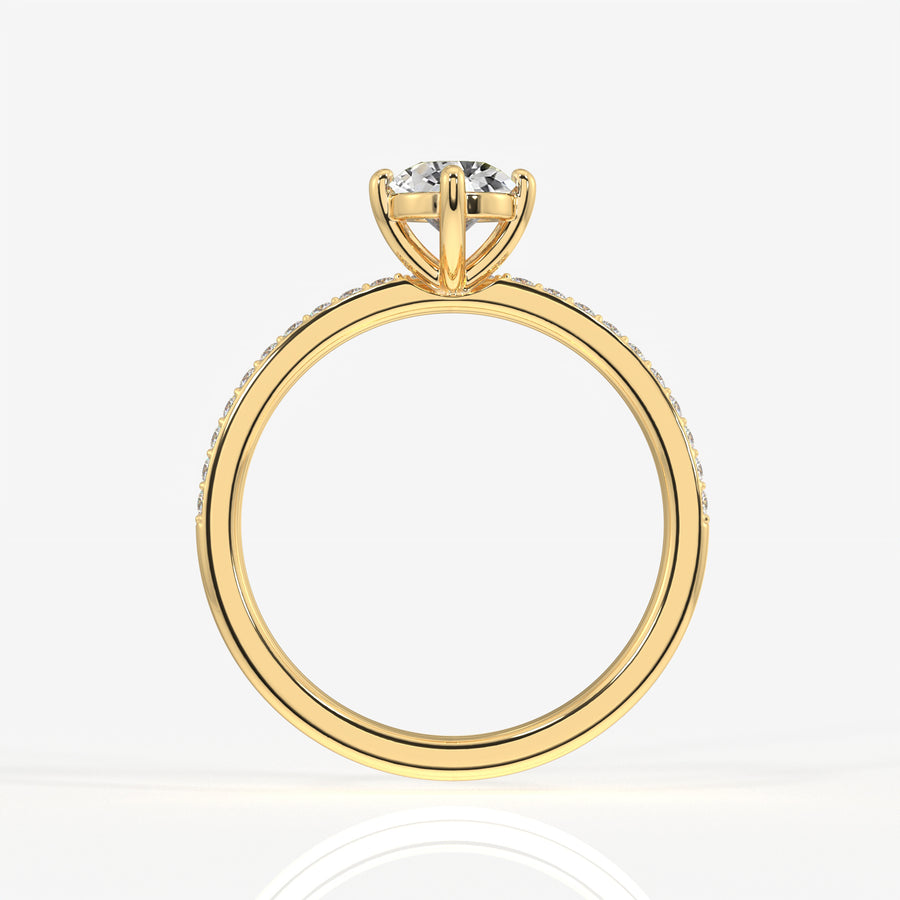 Portuguese Cut Lab Grown Diamond Engagement 14k Gold Ring