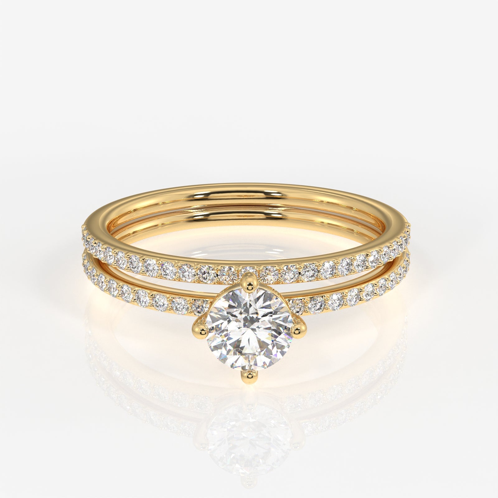 Round Cut Moissanite Diamond Engagement 18K Gold Ring
