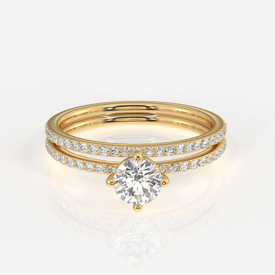 Round Cut Moissanite Diamond Engagement 18K Gold Ring