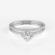 Round Cut Moissanite Diamond Engagement 18K Gold Ring