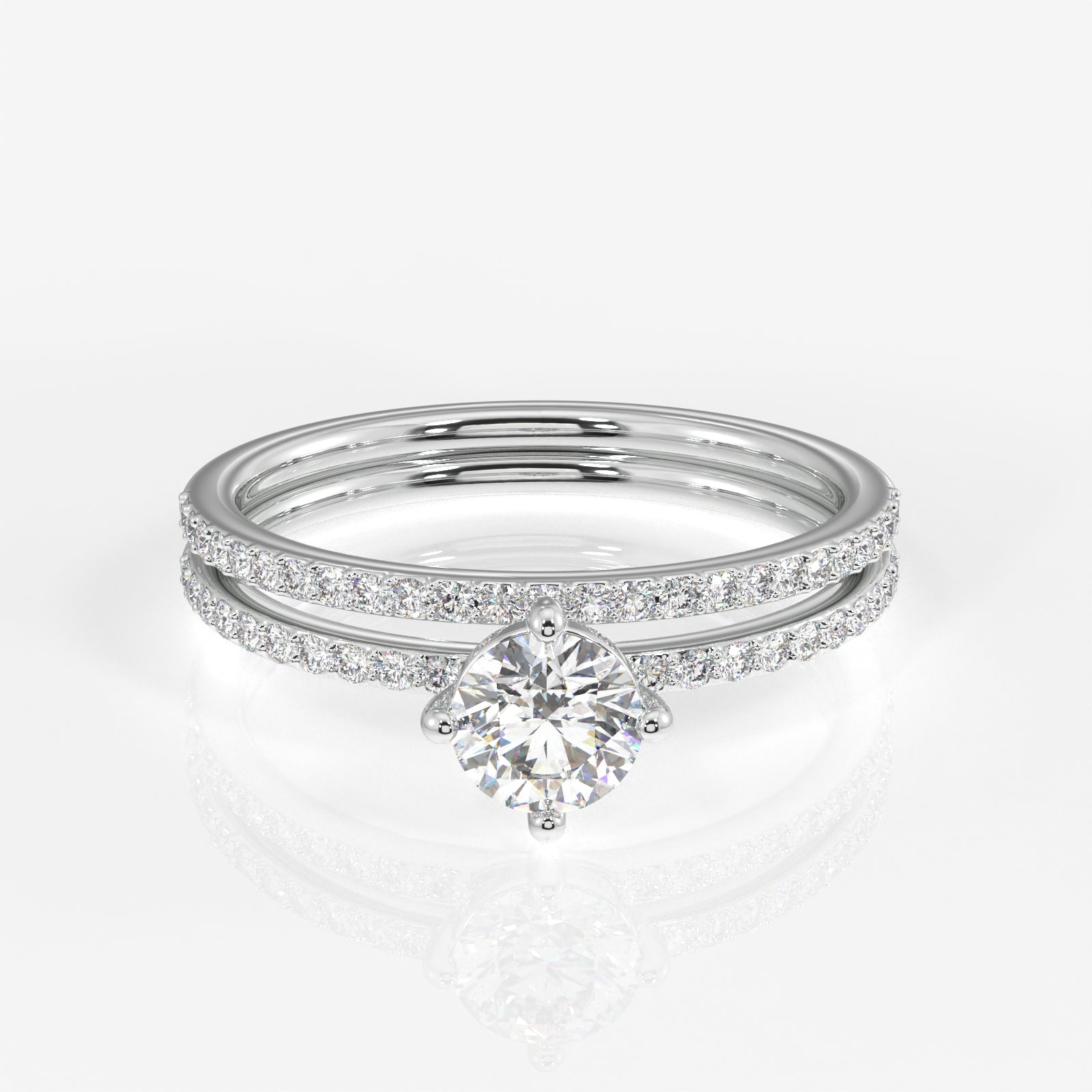 Round Cut Moissanite Diamond Engagement 18K Gold Ring