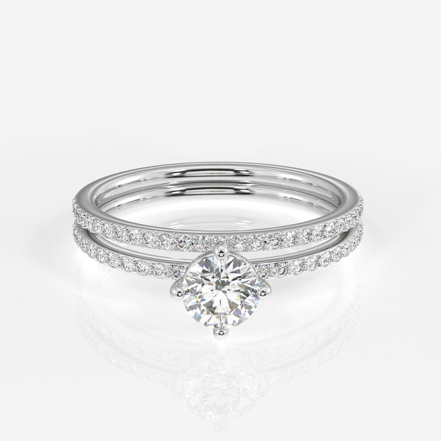 Round Cut Moissanite Diamond Engagement 18K Gold Ring