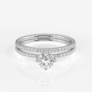 Round Cut Moissanite Diamond Engagement Sterling Silver Ring