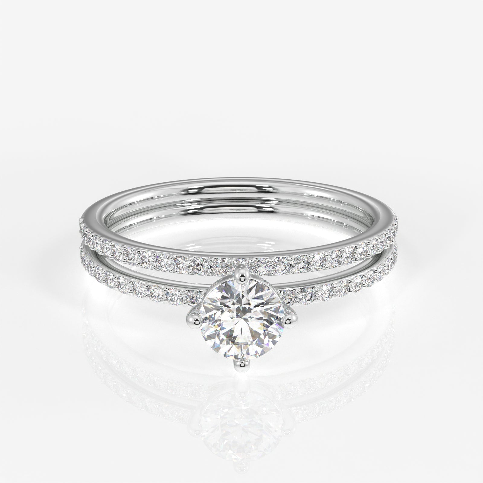 Round Cut Moissanite Diamond Engagement Sterling Silver Ring