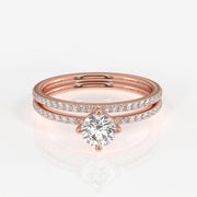 Round Cut Moissanite Diamond Engagement 18K Gold Ring