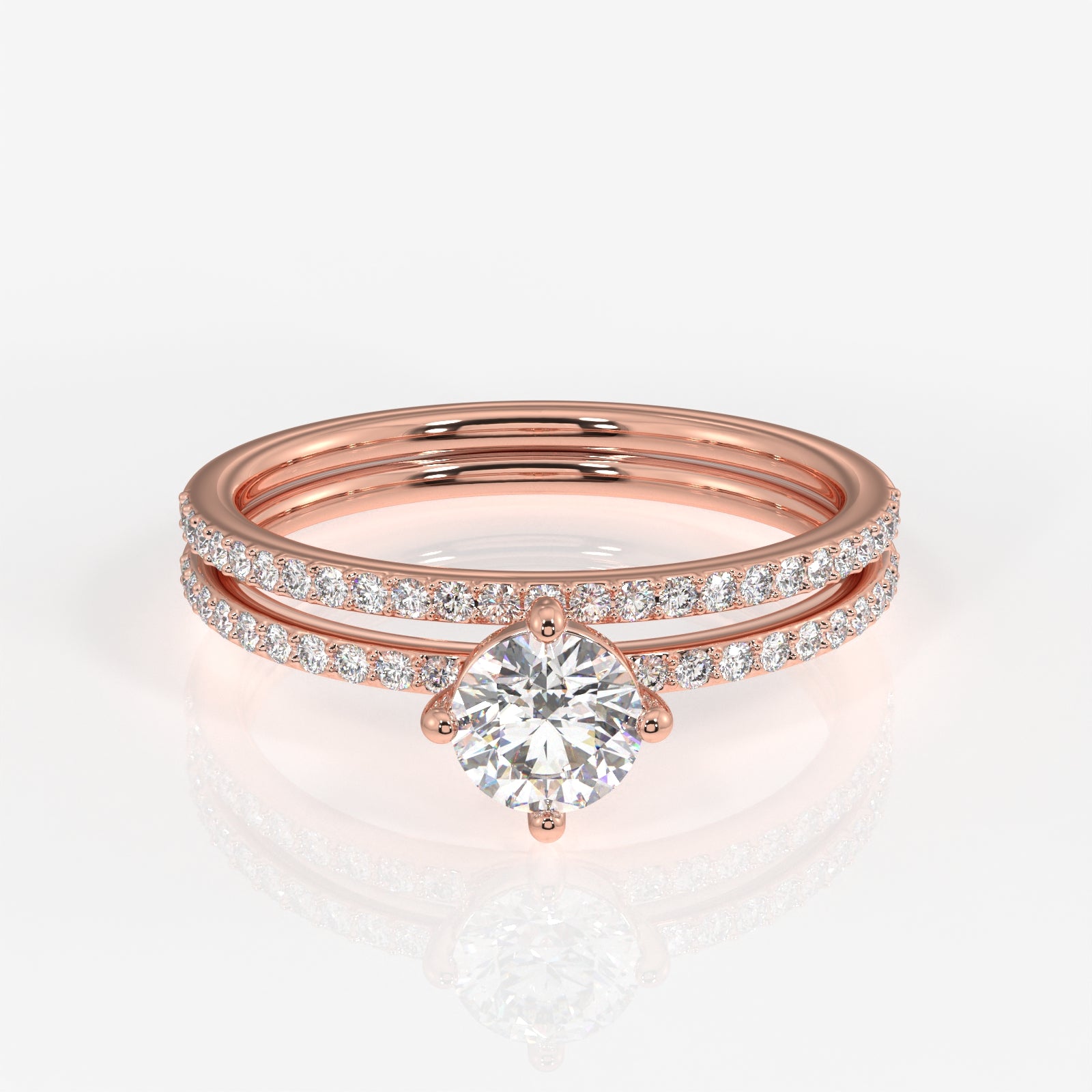 Round Cut Moissanite Diamond Engagement 18K Gold Ring