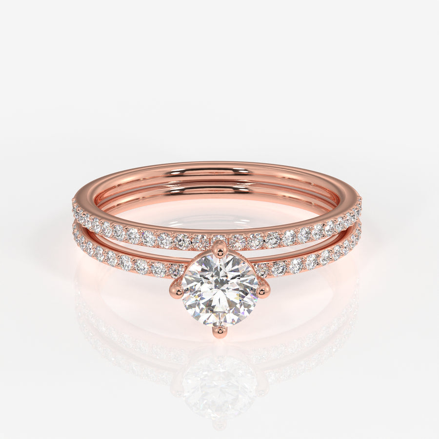 Round Cut Moissanite Diamond Engagement 18K Gold Ring