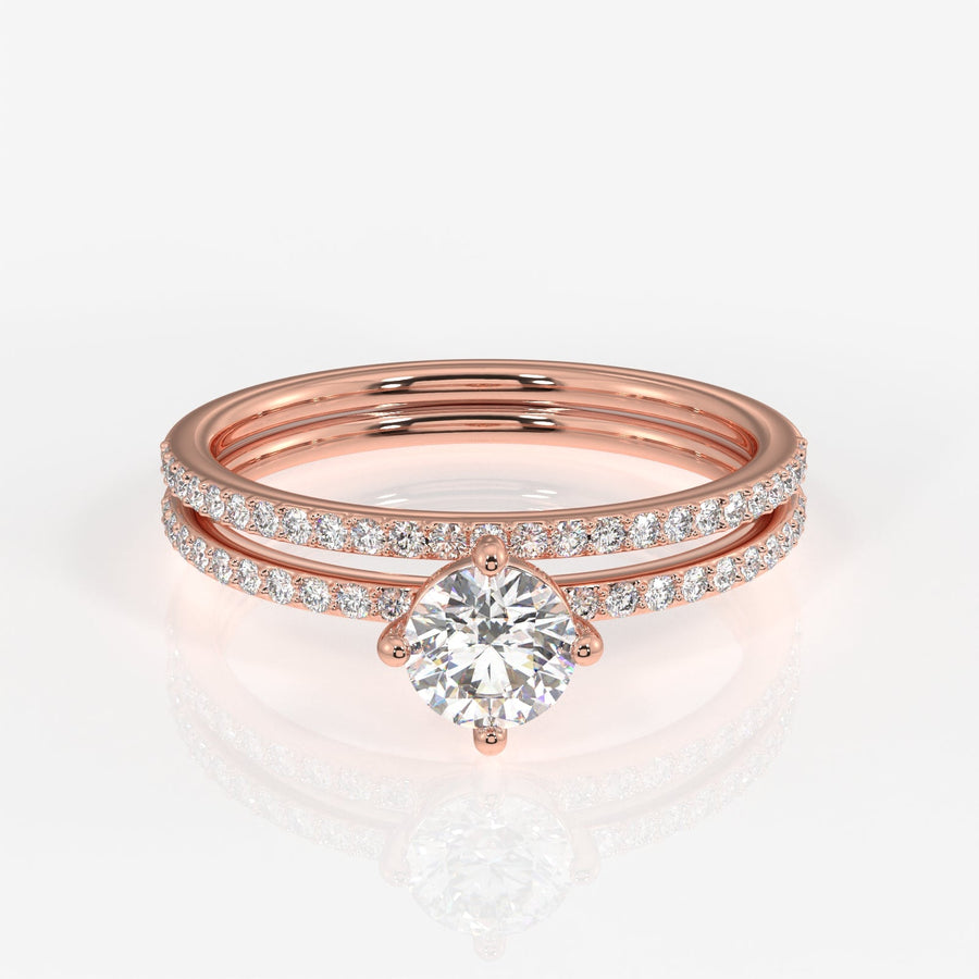 Round Cut Moissanite Diamond Engagement Sterling Silver Ring