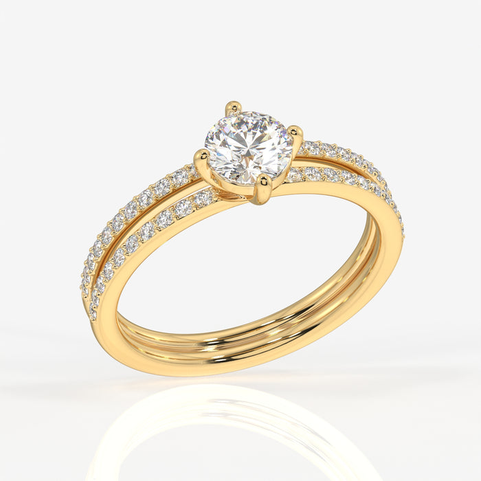 Round Cut Lab Grown Diamond Engagement 14K Gold Ring