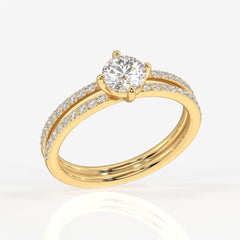 Round Cut Moissanite Diamond Engagement Sterling Silver Ring