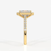 Emerald Cut Moissanite Diamond Halo Engagement Sterling Silver Ring
