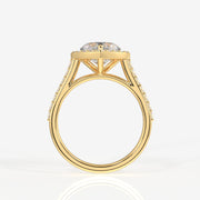 Heart Cut Moissanite Diamond Halo Engagement 18K Gold Ring