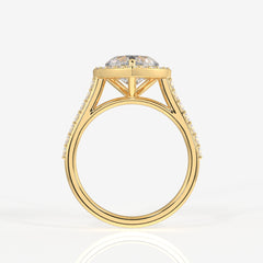 Heart Cut Lab Grown Diamond Halo Engagement 14K Gold Ring