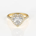 Heart Cut Moissanite Diamond Halo Engagement Sterling Silver Ring