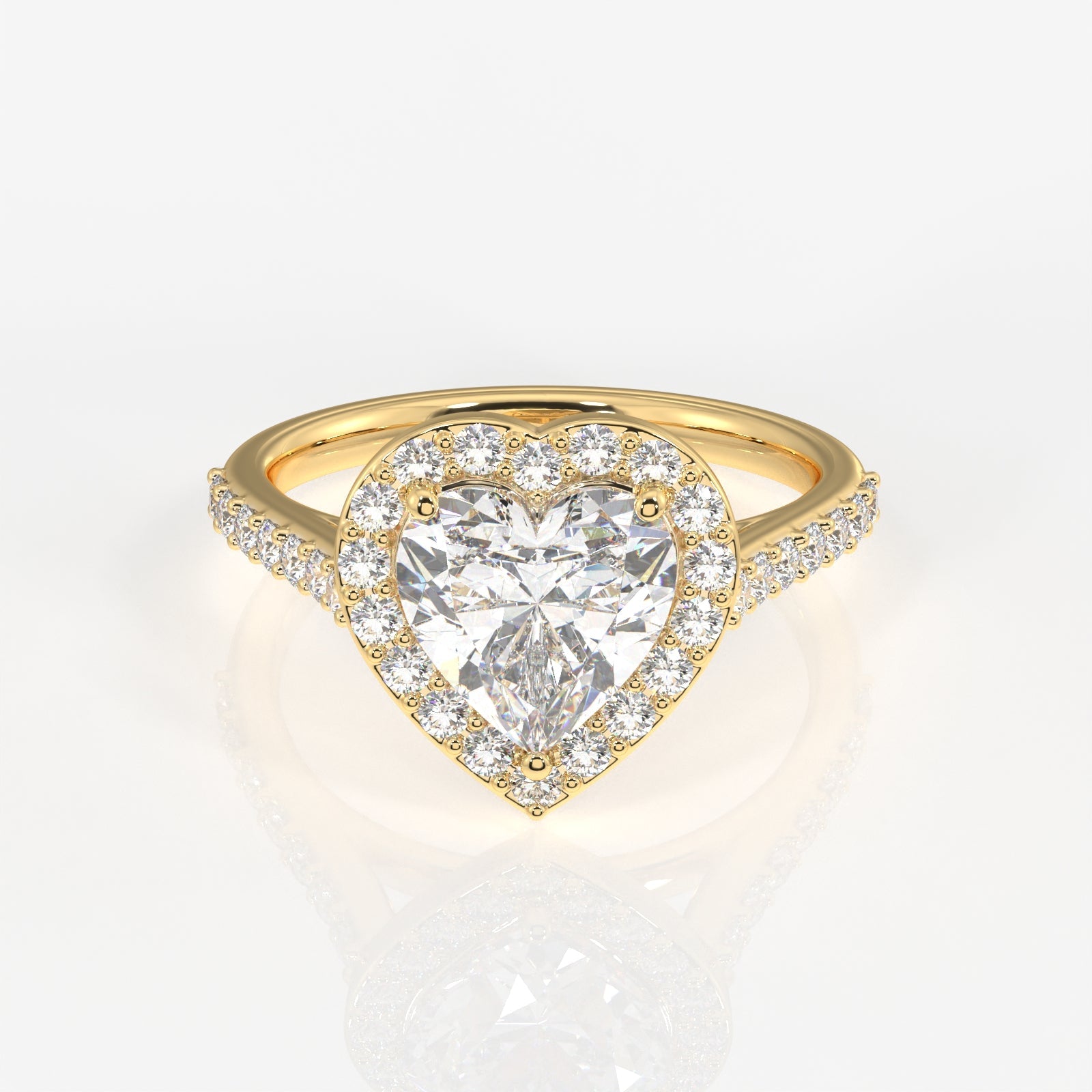 Heart Cut Moissanite Diamond Halo Engagement Sterling Silver Ring