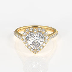 Heart Cut Moissanite Diamond Halo Engagement Sterling Silver Ring