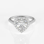 Heart Cut Moissanite Diamond Halo Engagement Sterling Silver Ring