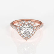 Heart Cut Moissanite Diamond Halo Engagement Sterling Silver Ring