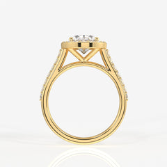 Oval Cut Moissanite Diamond Halo Engagement Sterling Silver Ring