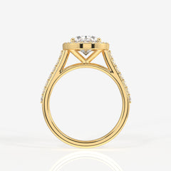 Oval Cut Lab Grown Diamond Halo Engagement 14K Gold Ring