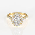Oval Cut Moissanite Diamond Halo Engagement Sterling Silver Ring