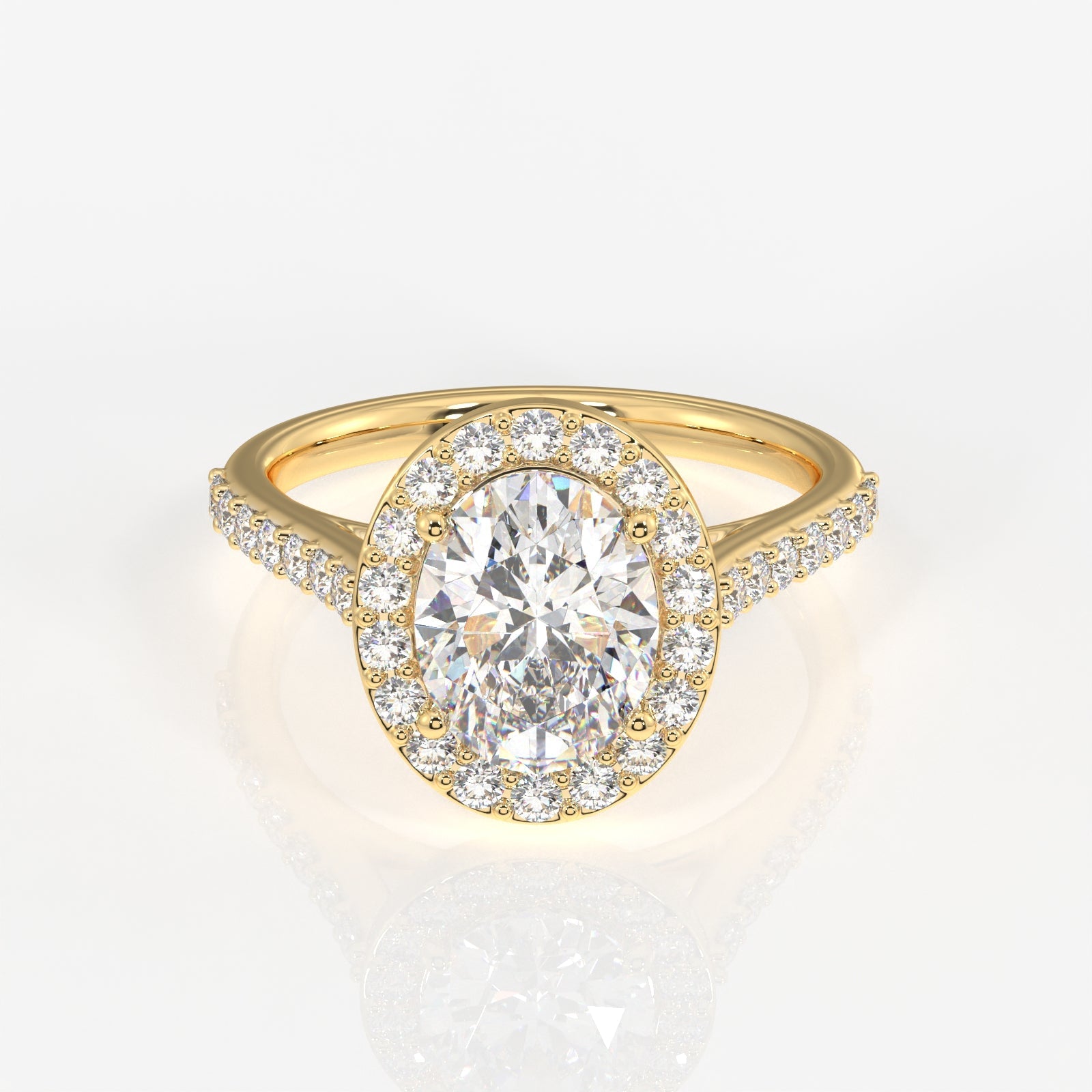 Oval Cut Moissanite Diamond Halo Engagement Sterling Silver Ring
