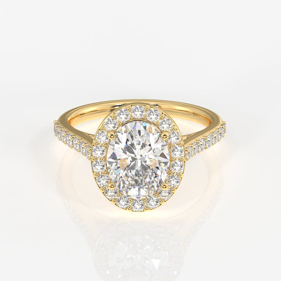 Oval Cut Moissanite Diamond Halo Engagement Sterling Silver Ring
