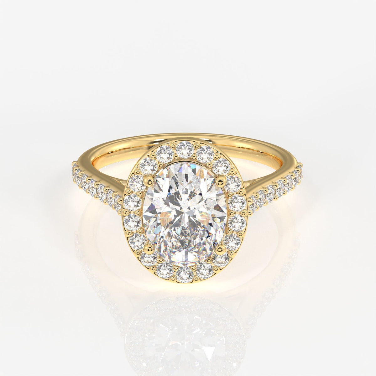 Oval Cut Moissanite Diamond Halo Engagement Sterling Silver Ring