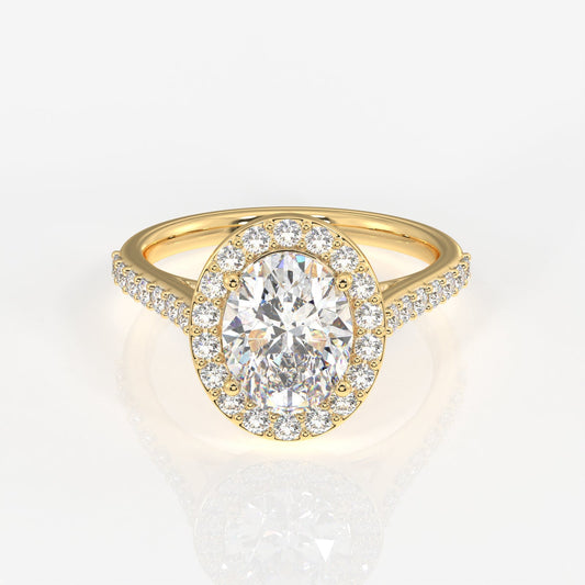 Oval Cut Moissanite Diamond Halo Engagement Sterling Silver Ring