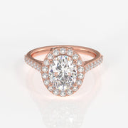 Oval Cut Moissanite Diamond Halo Engagement Sterling Silver Ring