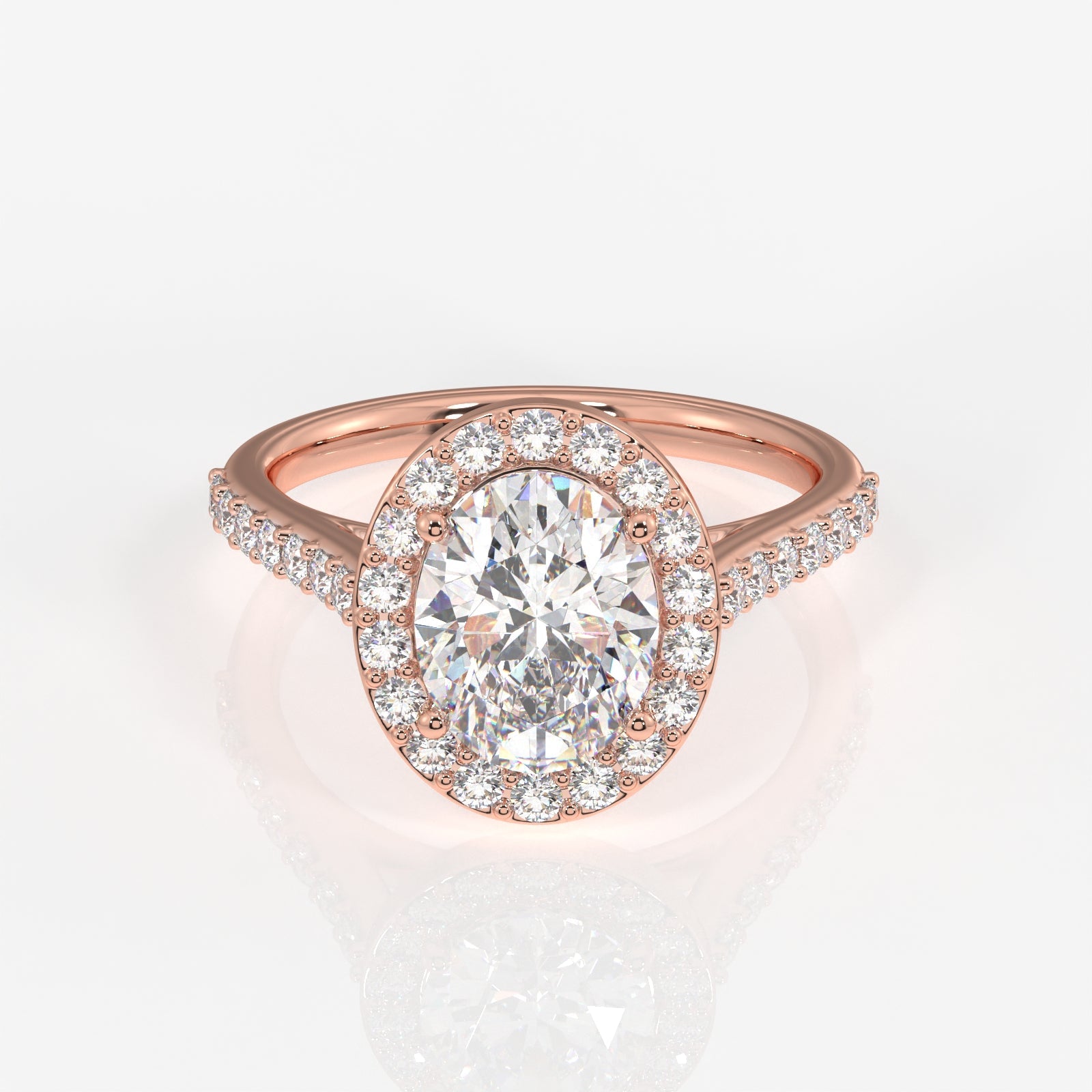Oval Cut Moissanite Diamond Halo Engagement Sterling Silver Ring