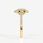 Oval Cut Lab Grown Diamond Halo Engagement 18K Gold Ring