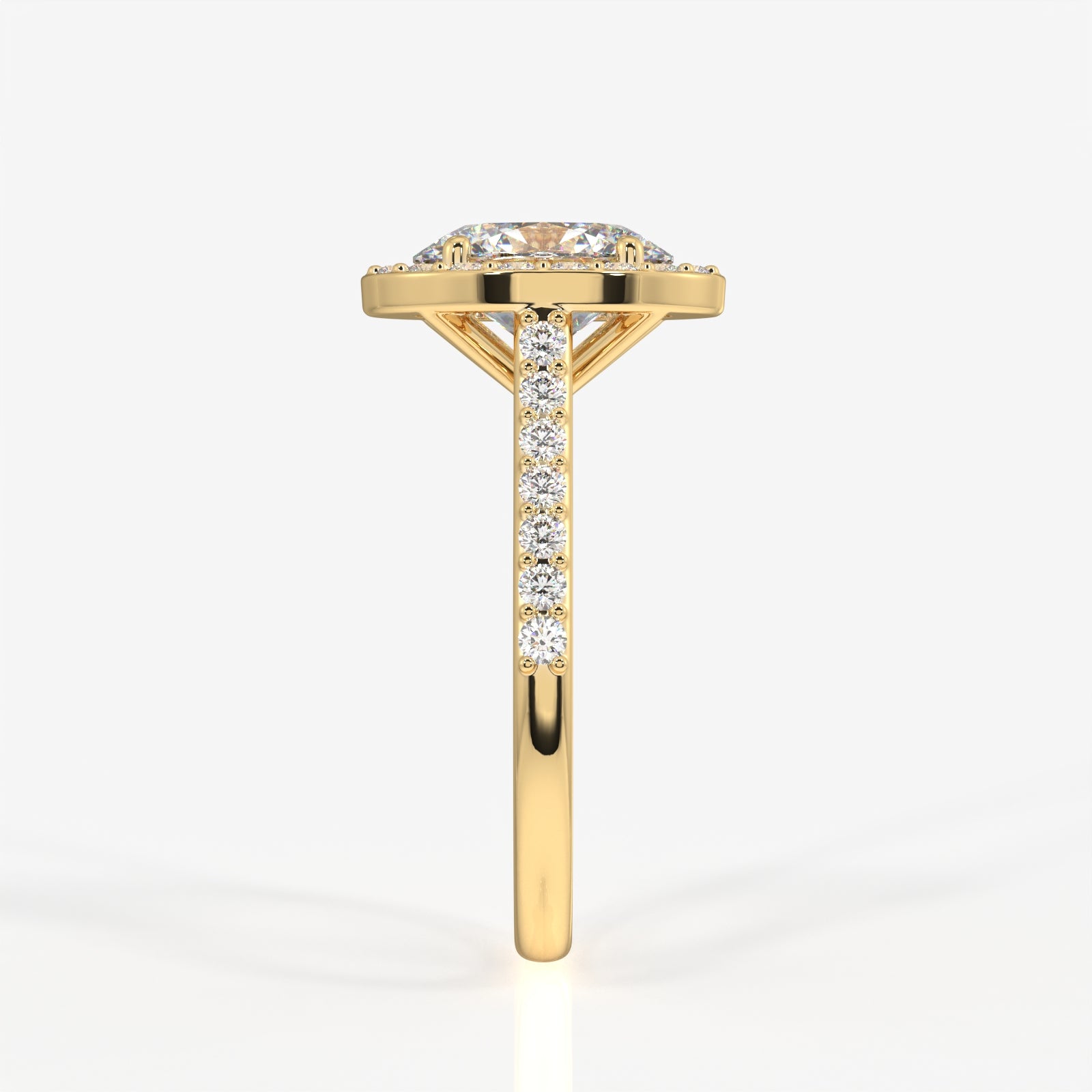 Oval Cut Lab Grown Diamond Halo Engagement 18K Gold Ring