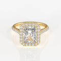 Radiant Cut Moissanite Diamond Halo Engagement Sterling Silver Ring