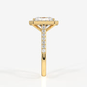 Radiant Cut Moissanite Diamond Halo Engagement 9K Gold Ring