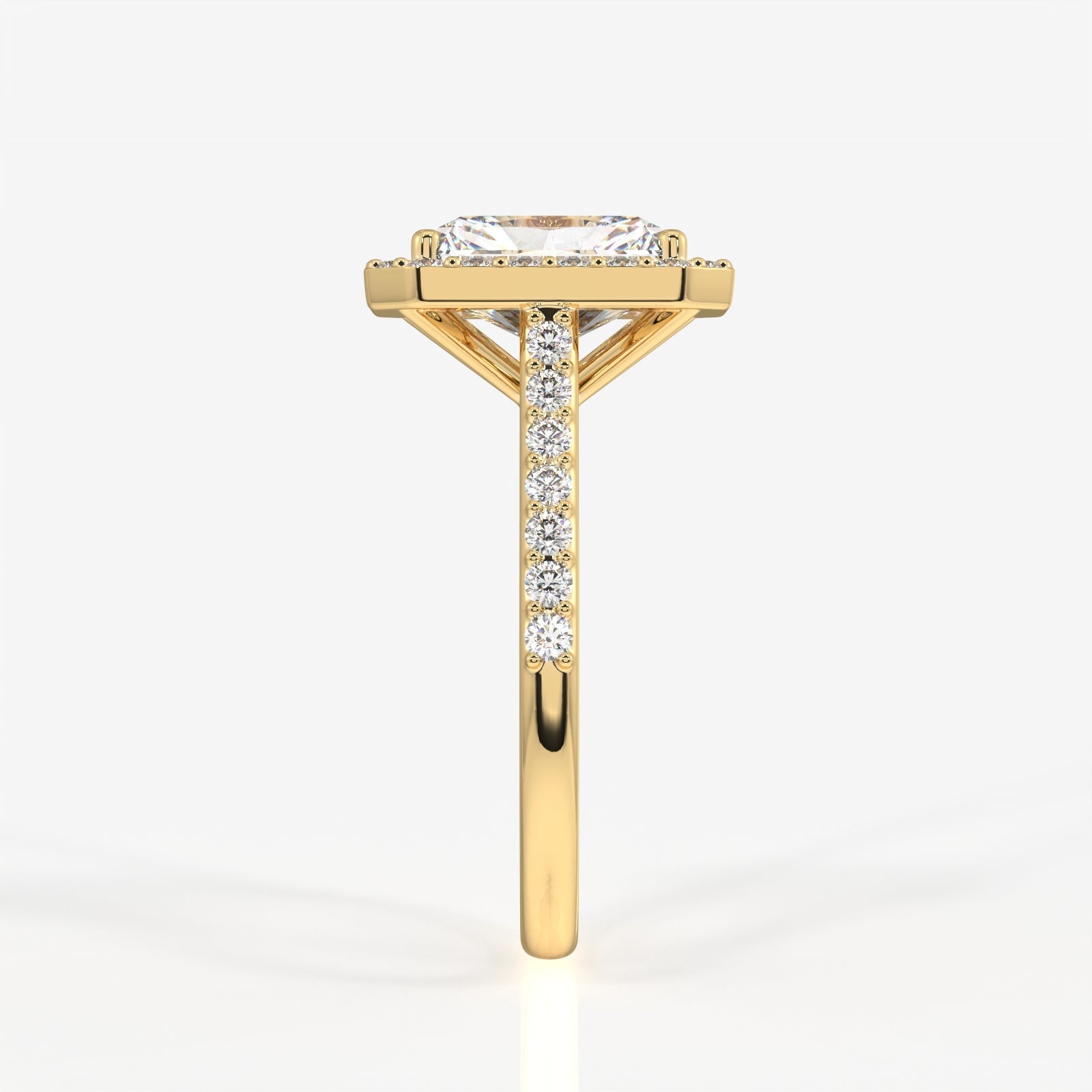 Radiant Cut Moissanite Diamond Halo Engagement Sterling Silver Ring