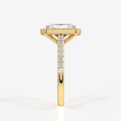 Radiant Cut Lab Grown Diamond Halo Engagement 14K Gold Ring