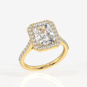 Radiant Cut Moissanite Diamond Halo Engagement Sterling Silver Ring