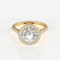 Round Cut Lab Grown Diamond Halo Engagement 14k Gold Ring