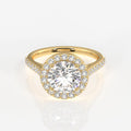 Round Cut Moissanite Diamond Halo Engagement Sterling Silver Ring