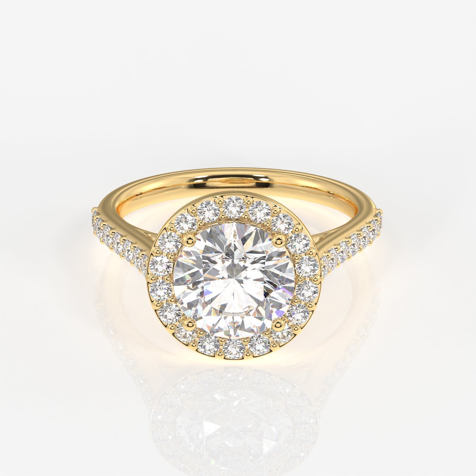 Round Cut Moissanite Diamond Halo Engagement Sterling Silver Ring
