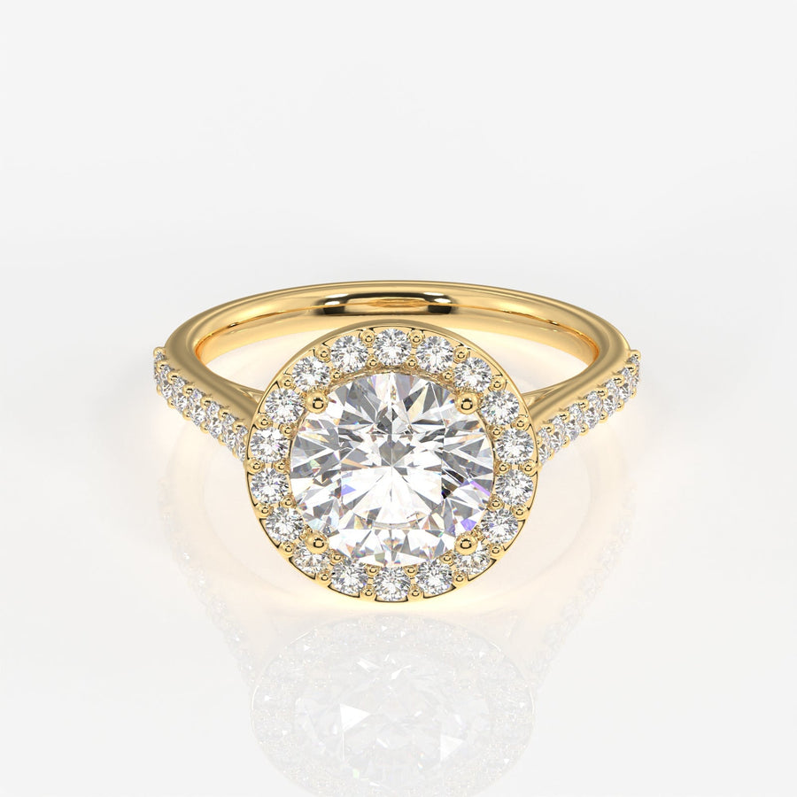 Round Cut Moissanite Diamond Halo Engagement Sterling Silver Ring